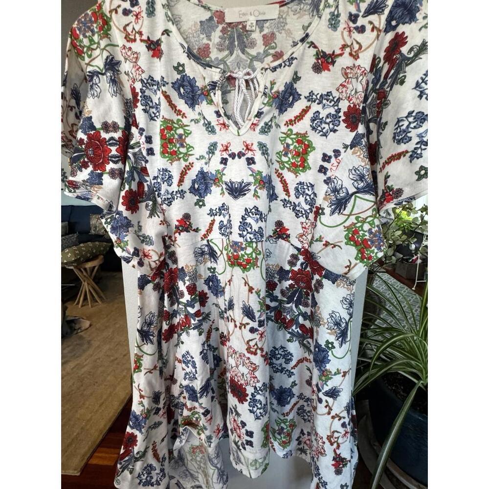Eden & Olivia Women blouse Sz M Cottagecore Grammacore Floral Boho free-spirited